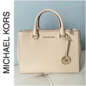 Michael Kors MK Kellen Oyster Beige Satchel Bag